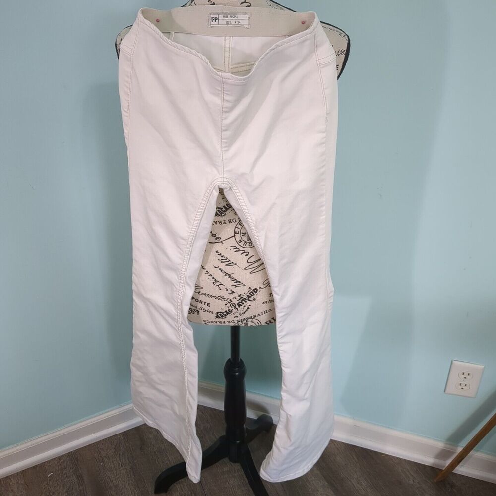 Free people white flare jeans pants hippie festival 24